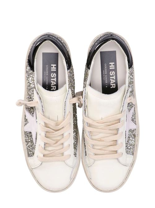 White/black/silver-tone calf leather sneaker Golden Goose | GWF00118F00538382536